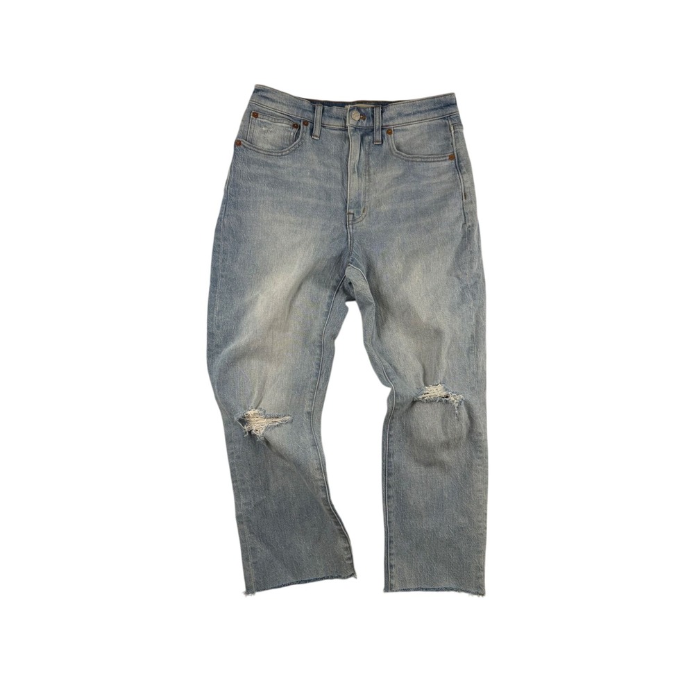 Madewell The High Rise Slim Boy Jean Light Wash Distressed Denim Size 27